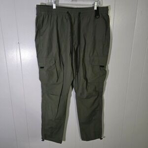 PacSun Men's XL Olive Green Cargo Jogger Pants Elastic Waist Drawstring D-Ring